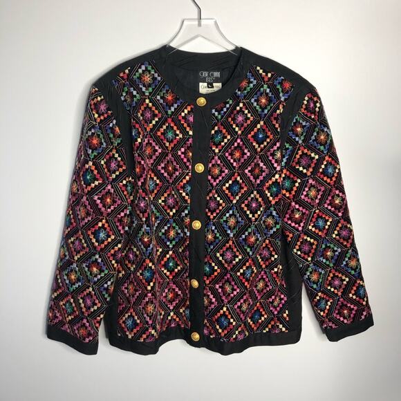 Gene Ewing Embroidered Jacket Rainbow Geometric L - Picture 8 of 9